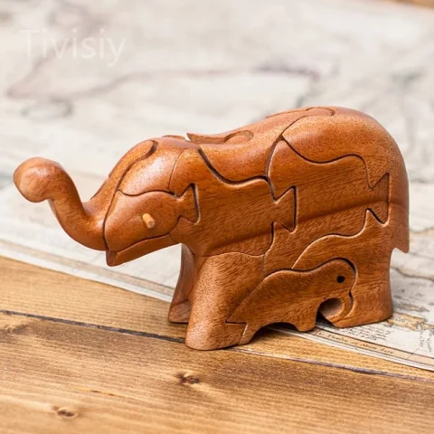 Elephant Handmade 3D Wooden Puzzle